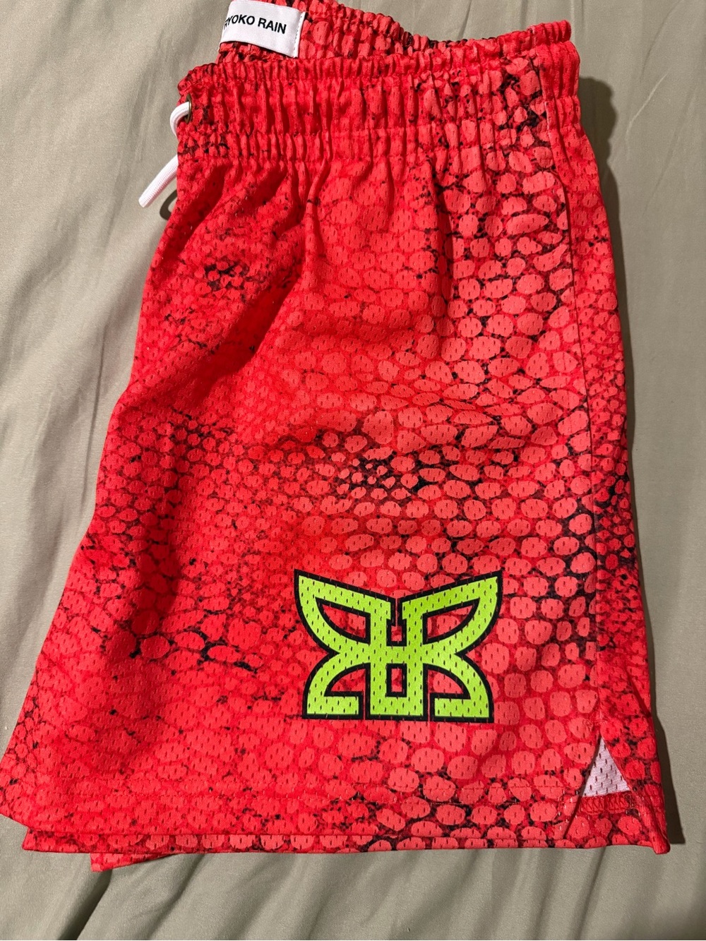 RYOKO RAIN Men’s Athletic Shorts - Red with Neon Logo